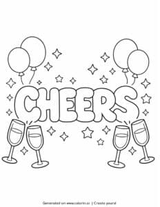 Cheers lettering coloring page