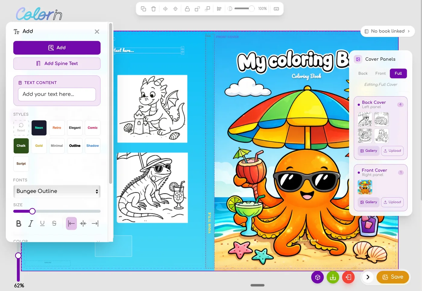 Cover editor in Colorin app