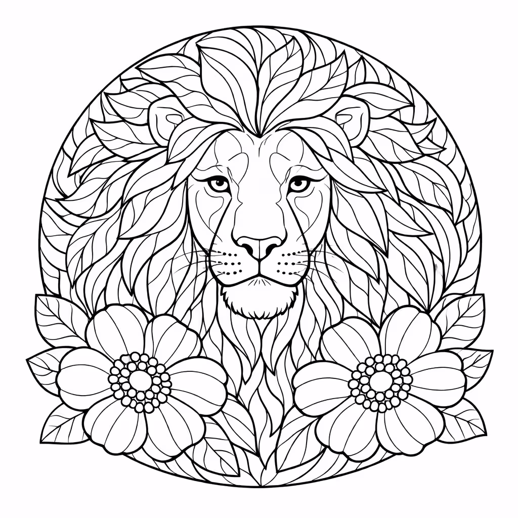 Lion coloring page in Intricate style, rich fine detail
