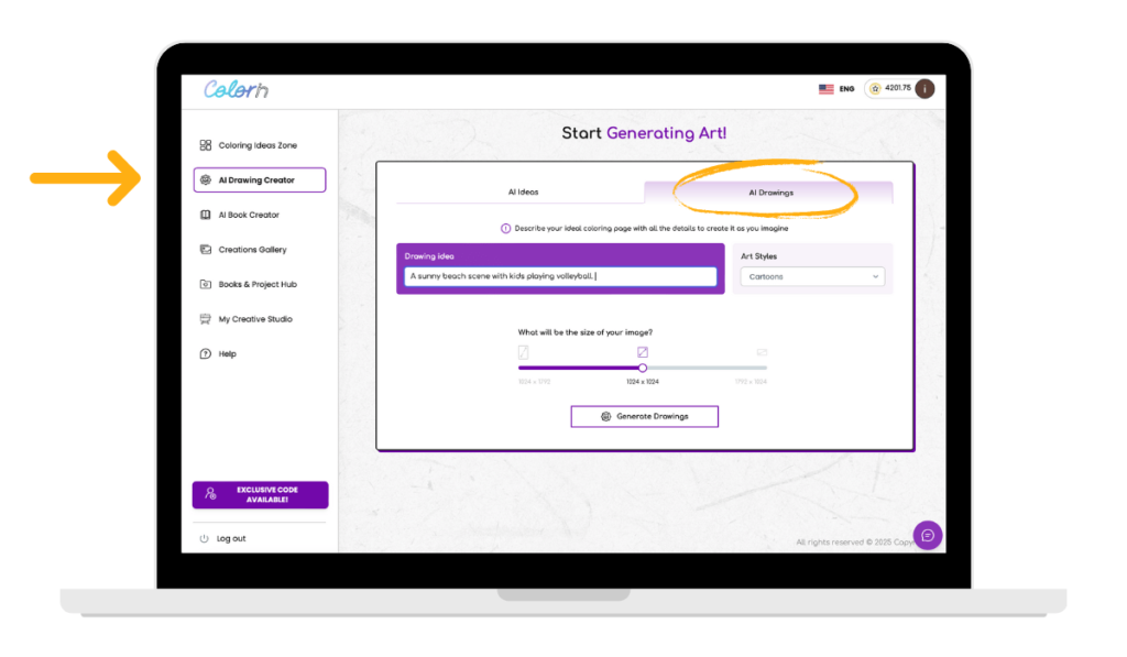AI coloring page generator in action – making coloring books with Colorin.ai
