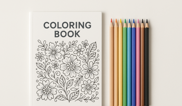 coloring book with pencils showing ideal page count for success