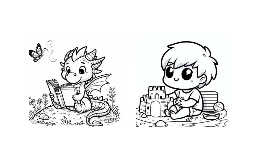 "Example of a high-quality coloring page design with clear outlines and balanced detail"
