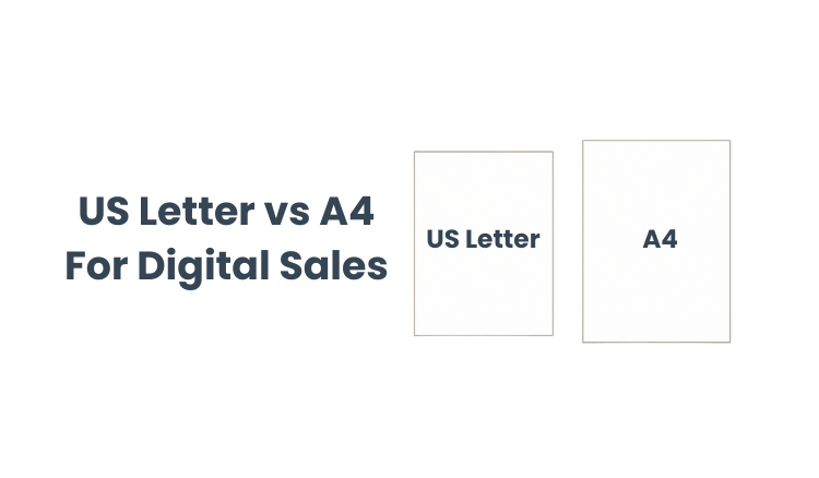 "Comparison of coloring book page size for Etsy digital sales: US Letter and A4 formats