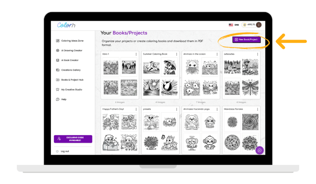 coloring book maker project organization – make your own coloring book with Colorin.ai