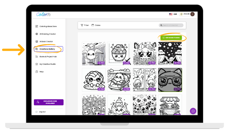 Quality control interface for reviewing bulk coloring book creator output