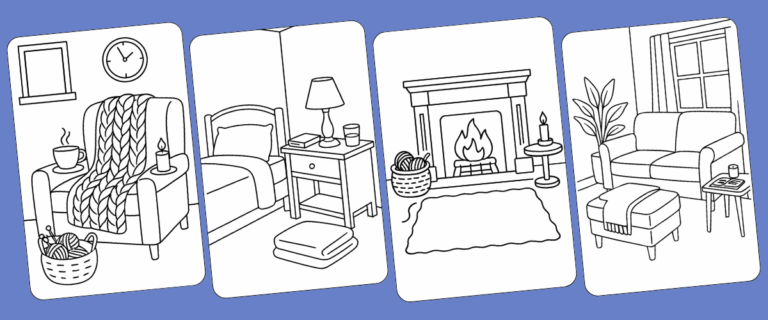 Cozy corner house coloring pages generated with Colorin AI