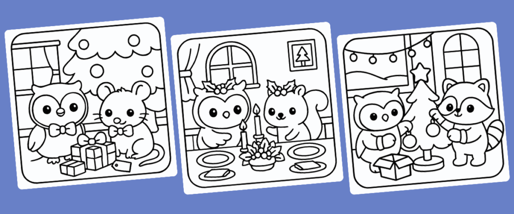 Christmas coloring pages generated with Colorin AI