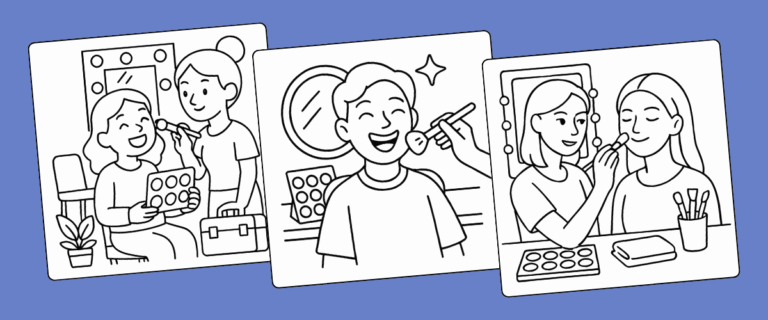 makeup artist coloring pages generated with Colorin AI