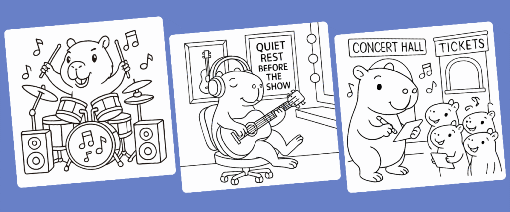 Capybara coloring pages