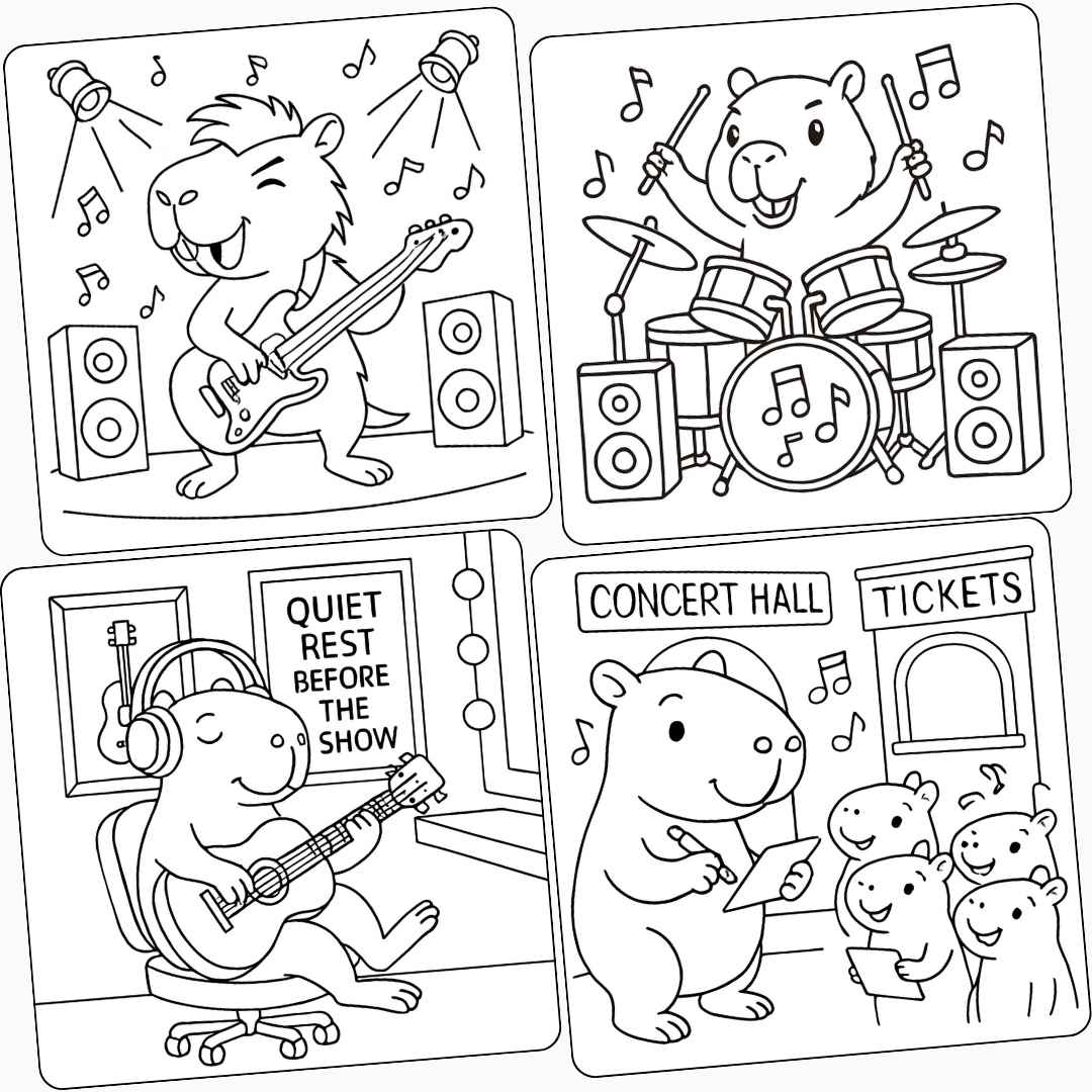 Rockstar Capybara Coloring Book Rockstar Capybara Coloring Book