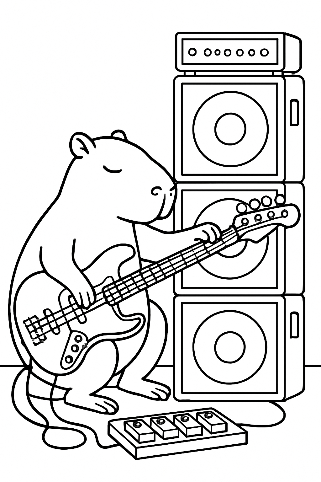 Bear coloring page – Bass Guitar Bear with Speaker Stack Bear coloring page – Bass Guitar Bear with Speaker Stack