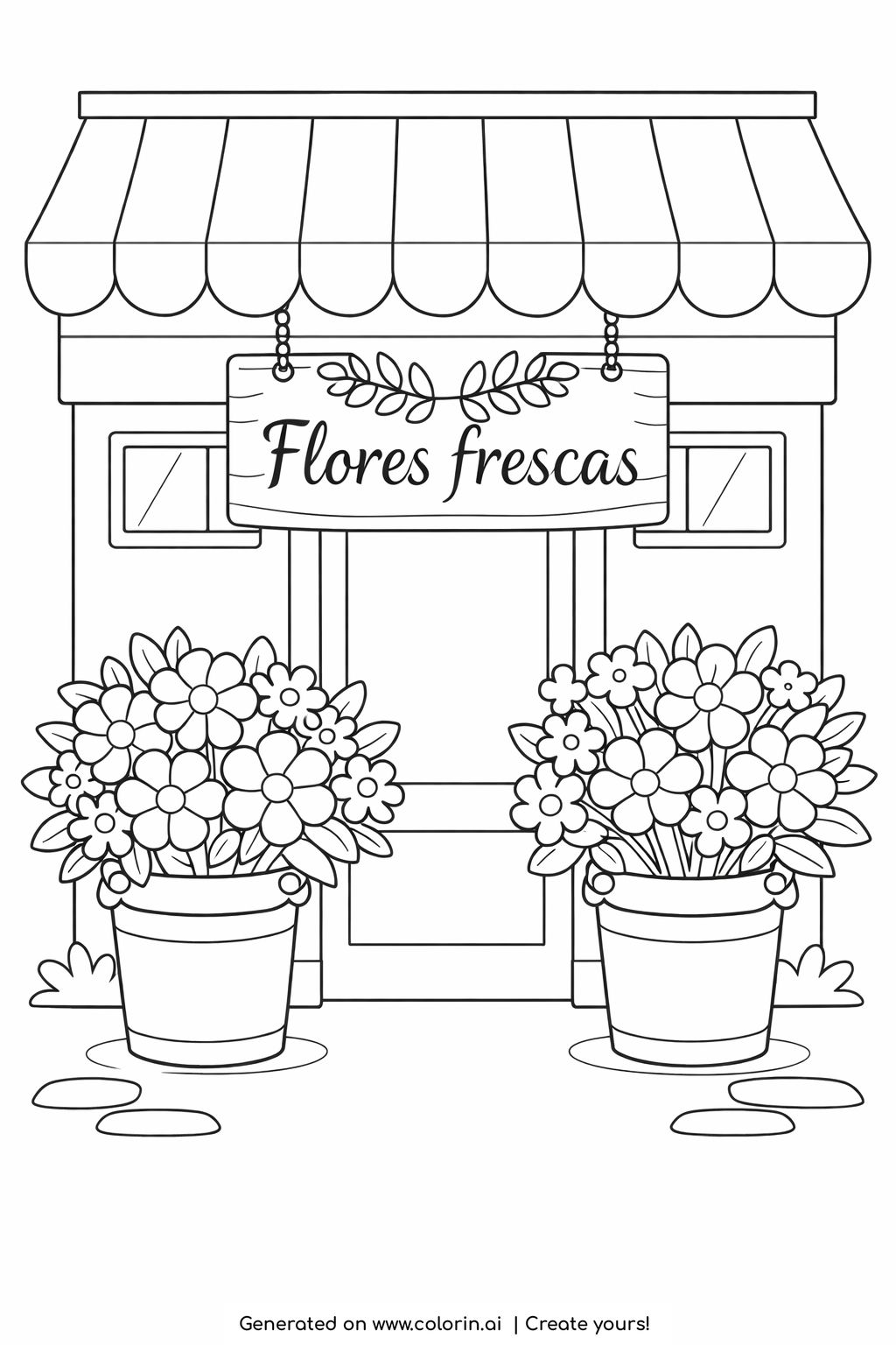 flower shop with fresh flowers sign coloring page | Free Printable