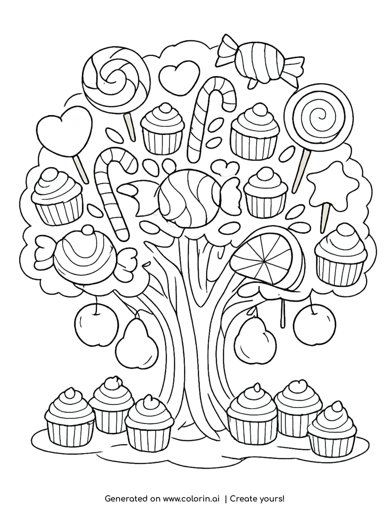 Candy Tree Coloring Page | Free Printable