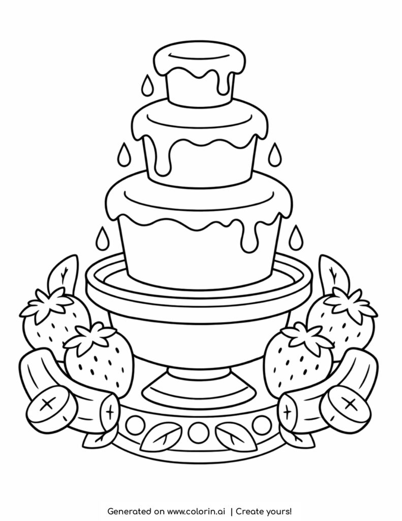 ice cream stand with cones toppings and display trays coloring page
