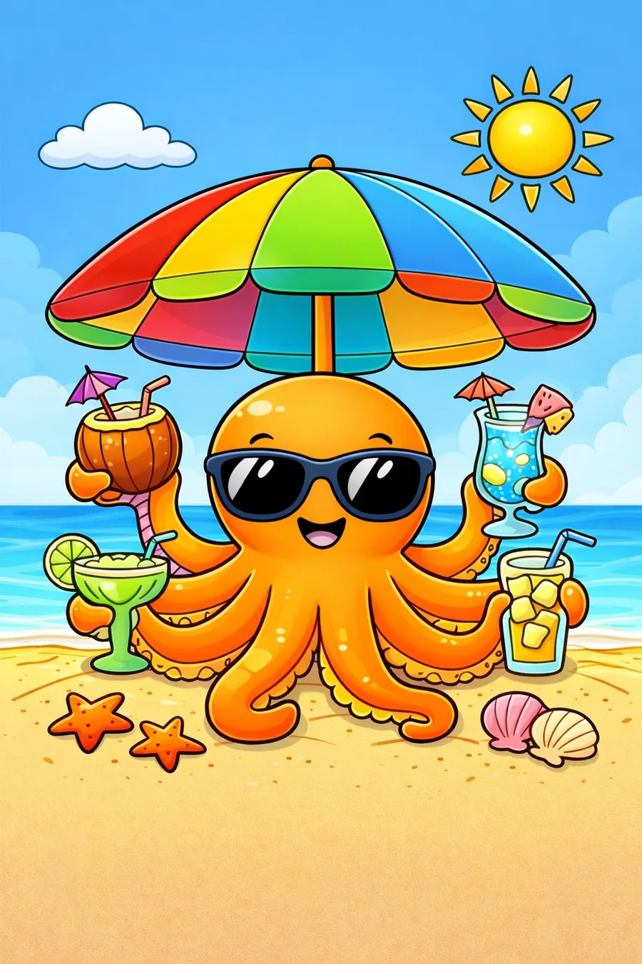 Octopus coloring page after Smart Coloring AI