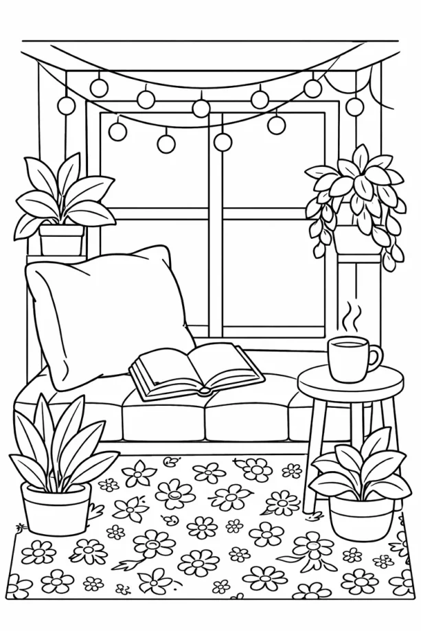 Cozy house coloring page